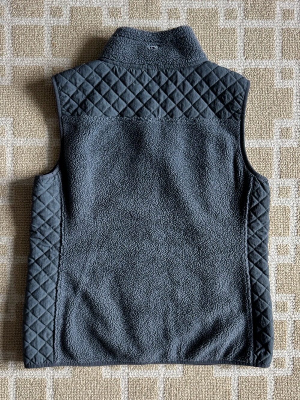 Vineyard Vines Sherpa Fleece Quilted Vest Preppy Gray Full Zip Medium - Picture 4 of 12